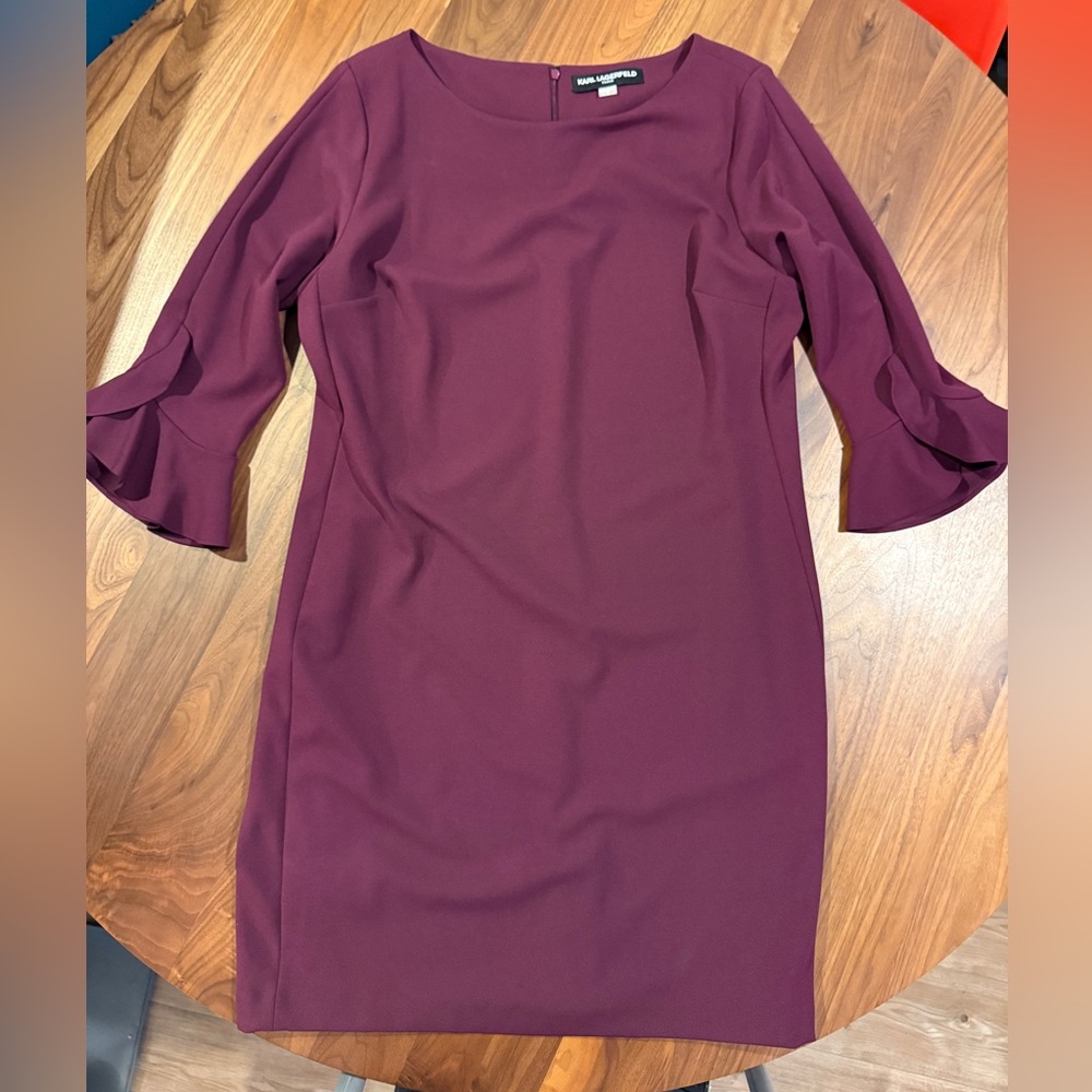 Karl Lagerfeld Purple Ruffle Sleeve Dress